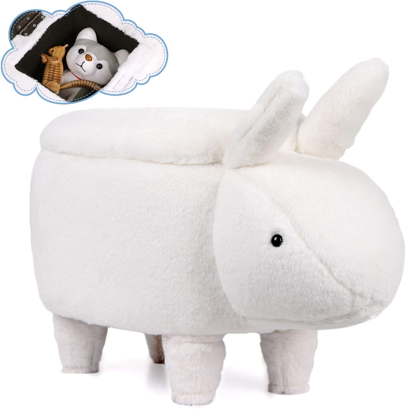 Jeffordoutlet Home Animal Storage Footstool,Ottoman Creative Kids Toy Storage Chest Wooden Footstool,Changing Shoes Sofa Stools for Boys Girls