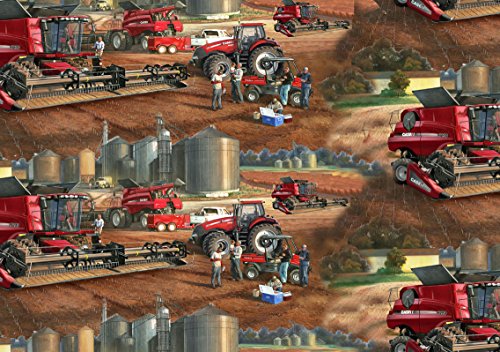 CASE IH COTTON FABRIC-CASE INTERNATIONAL HARVESTER QUILTING COTTON SOLD BY THE YARD-CASE IH COTTON ALLOVER DESIGN