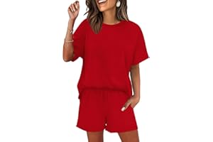 WIHOLL 2 Piece Lounge Sets for Women 2 Piece Lounge Matching Short Sleeve Tops Shorts Pants with Pocket Clothing