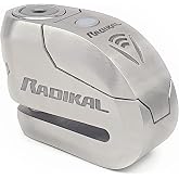 RADIKAL RK14S Premium Motorcycle Alarm Disk Lock 120dB On/Off, Warning LED Alert, SRA &amp; Sold-Secure-Gold Approved Security Anti-Theft Brake Disc Lock for Motorbike, 14mm Double Locking Stainless Steel