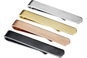 HAWSON 4Pcs Skinny Tie Clips for Men 1.5 Inch Tie pin Set Gold, Rose Gold, Black, Silver Tie Clip Shiny & Matte Tie Bar