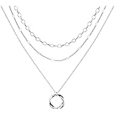 OGD Layered CZ Rondelle Pendant Necklaces for Women, 14K Gold Plated Trendy Mariner Chain Dainty Circle Rondelle Pendant Choker Necklace for Women Two-Toned Cubic Zirconia Gold Necklace