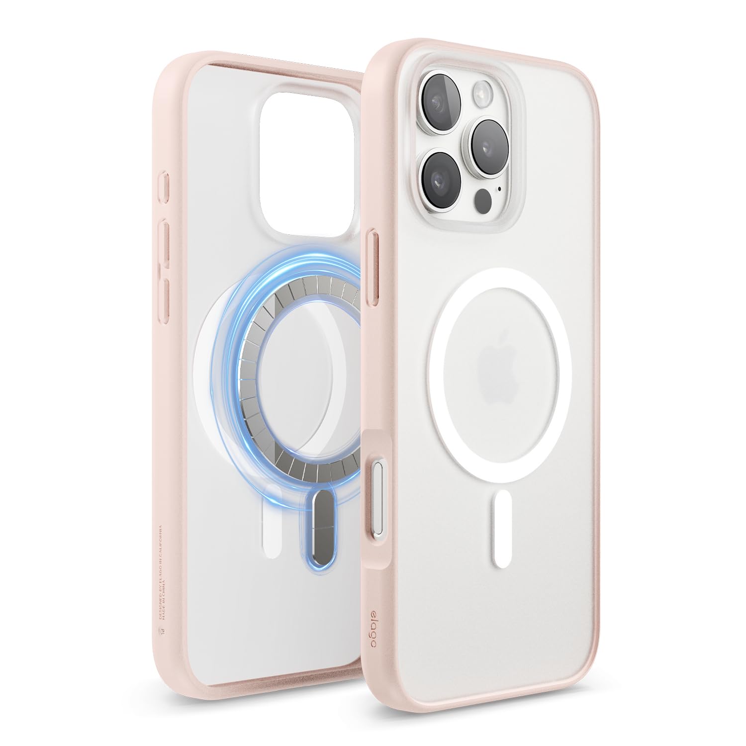 elago Magnetic Hybrid Clear Case Compatible with iPhone 16 Pro Max Case Cover 6.9" - Compatible with MagSafe, PC + TPU Hybrid Technology, Shockproof bumper, Raised Camera Protection (Matt Pink)