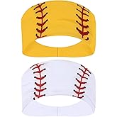 Honbay 2PCS Outdoor Sports Hairbands Hair Accessories Baseball Headband Softball Headband Non Slip Elastic Yoga Workout Headband Fashion Ball Print Bicycle Bandanas Head Wrap for Men and Women