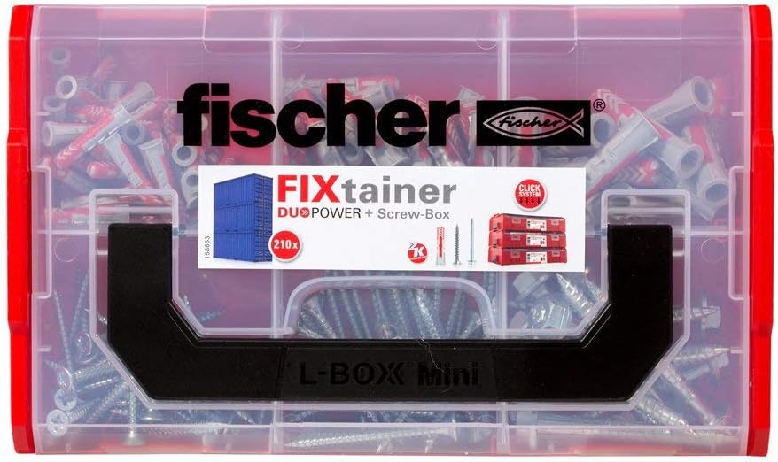 Fischer 536162 DUOPOWER Wallplug with Screws, Red/Grey/Metal