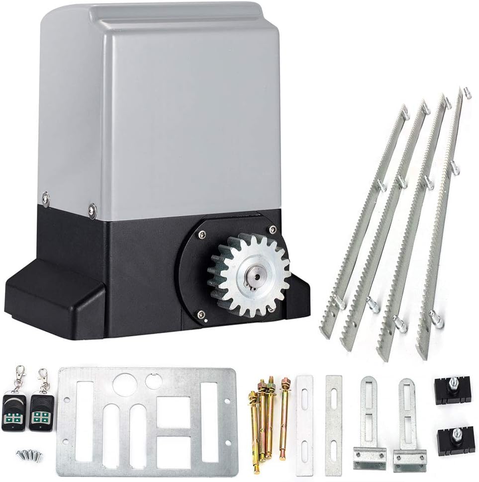 Cozyel Automatic Sliding Gate Opener Hardware Sliding Driveway Security Kit Sliding Gate Opener with Remote Control and Gear Rack (2600LBS)
