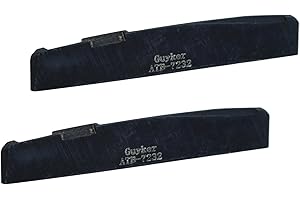 Guyker Acoustic Guitar Bone Bridge Saddle 6 String Black Nuts Replacement Parts Accessories for Acoustic Folk Guitar, 2 Piece, Lower String Pillow 72x3x12mm ATB7232