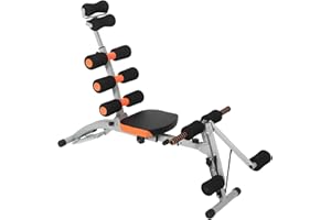 Ab Machine, Multi-Functional Adjustable Ab Trainer, Ab Workout Bench with Resistance Bands and Headrest, Abdominal Sit Up Exe