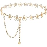 Heyjoin Women's Waist Chain Flower Metal Belt for Dresses Jeans