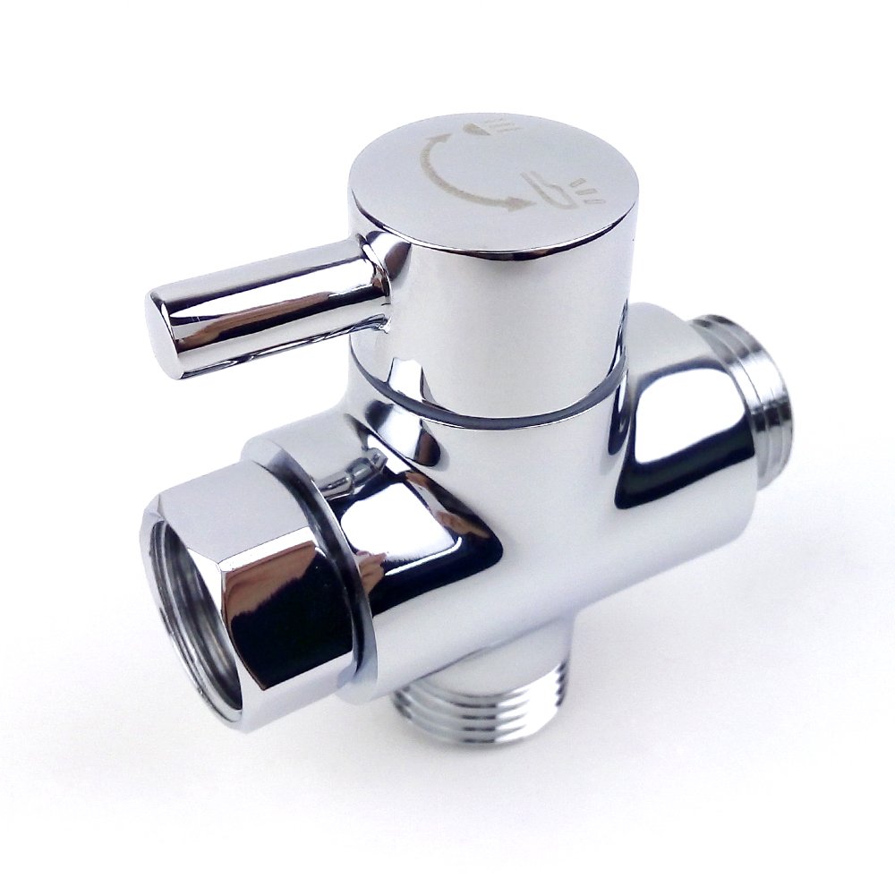 Tecmolog 3-Way Brass Shower Diverter Valve With Shut-Off - G1/2", Black, For Fixed & Handheld Showers