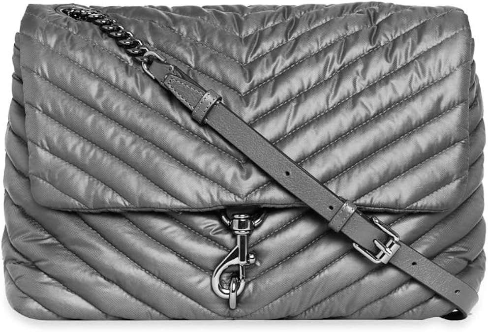 Rebecca Minkoff Women's Edie Nylon Jumbo Flap Shoulder Bag, Steel, O/S Amazon.co.uk Shoes & Bags