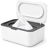 Wipes Dispenser, Wipe Holder for Baby &amp; Adult, Seposeve Refillable Baby Wipe Container, Keeps Wipes Clean. Non-Slip, Easy Pull Wipes Pouch Case, Grey