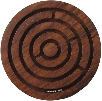 A2Z Selling Wooden Labyrinth Ball-in-a-Maze Christmas Jigsaw Puzzle Pedagogical Board Brain Teaser Fun Game for Kids (Diameter -6 Inches)