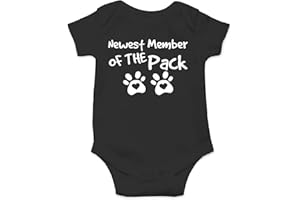 FUNNWEAR Newest Member of The Pack - Funny Baby Essentials Bodysuit - Newborn Girl Outfits Baby Romper