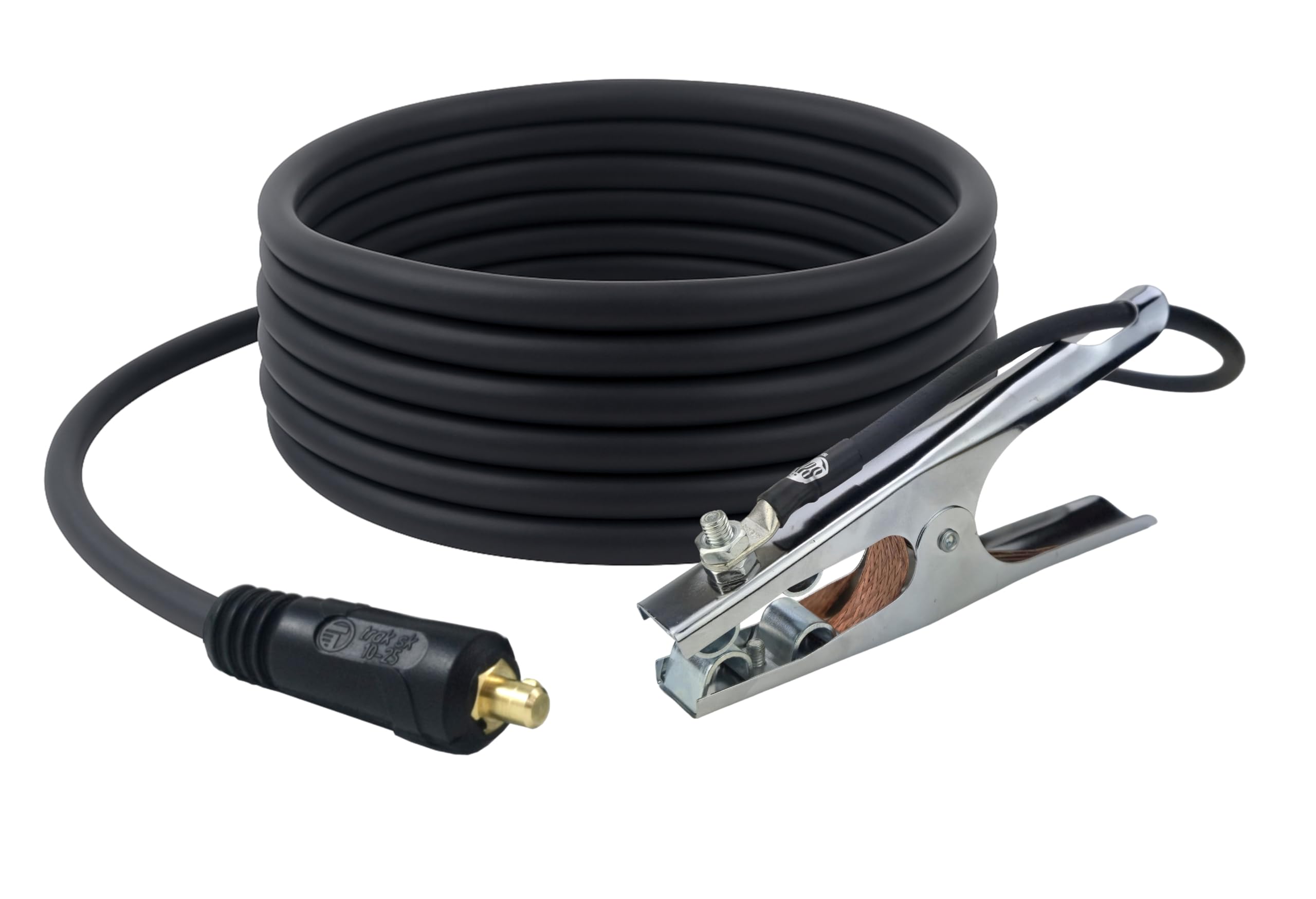 Photo 1 of SÜA - 200 Amp Welding Ground Clamp Lead Assembly - Dinse 10-25 Connector - #2 AWG 100% Copper Cable (15 FEET)