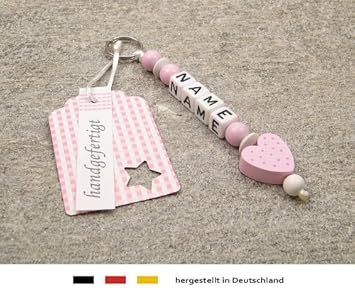 NAMENSANHÄNGER – Anhänger mit Namen | Baby Kinder Schlüsselanhänger für Wickeltasche, Kindergartentasche, Schultasche oder Ru