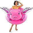 BigMouth Inc. Flying Pig Fun Animal Pool Float, Over 5' Wide, Inflatable Floatie Tube, Blow Up Swim Ring, Outdoor Summer Pool Party Water Toy, Includes Patch Repair Kit