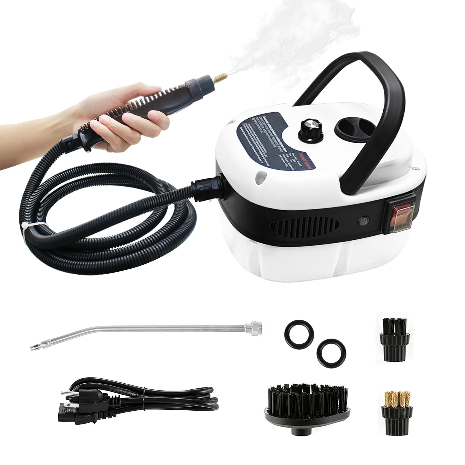 Photo 1 of Handheld Steam Cleaner, 2500W Pressurized Steam Cleaner with 3 Brush Heads, Portable Steam Cleaner for Home, Car, Furniture, Kitchen, Bathroom and Wall, White