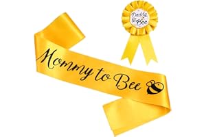 Mommy to be Sash and Daddy to Bee Tinplate Badge with Cute Bee Pattern, Yellow Baby Shower Decorations Mom to be Sash Gender 
