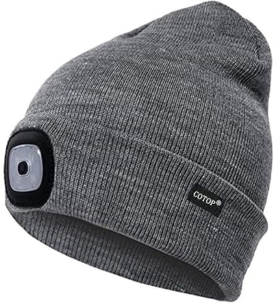 COTOP Unisex LED Beanie Hat with Detachable Light USB Rechargeable Black