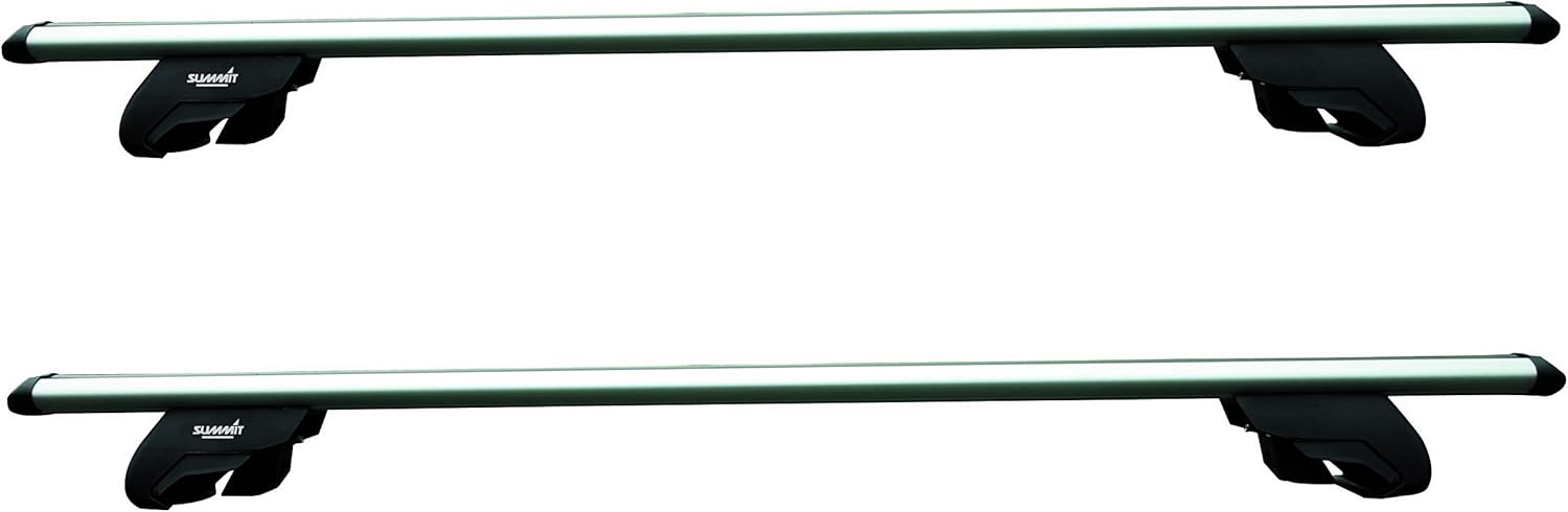 Summit SUP-915 Premium Railing Roof Bar for Cars with Raised Running Rails Aluminium, Set of 2, Silver