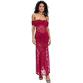 Runaway the Label Women's Vaneya Off Shoulder Lace Maxi Dress