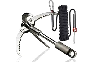 QUADPALM Grappling Hook and Rope 10M (32ft) - Multifunctional Heavy Duty Survival Hook - 4 Stainless Steel Folding Claws - Survival Gear - Outdoors Camping Hiking