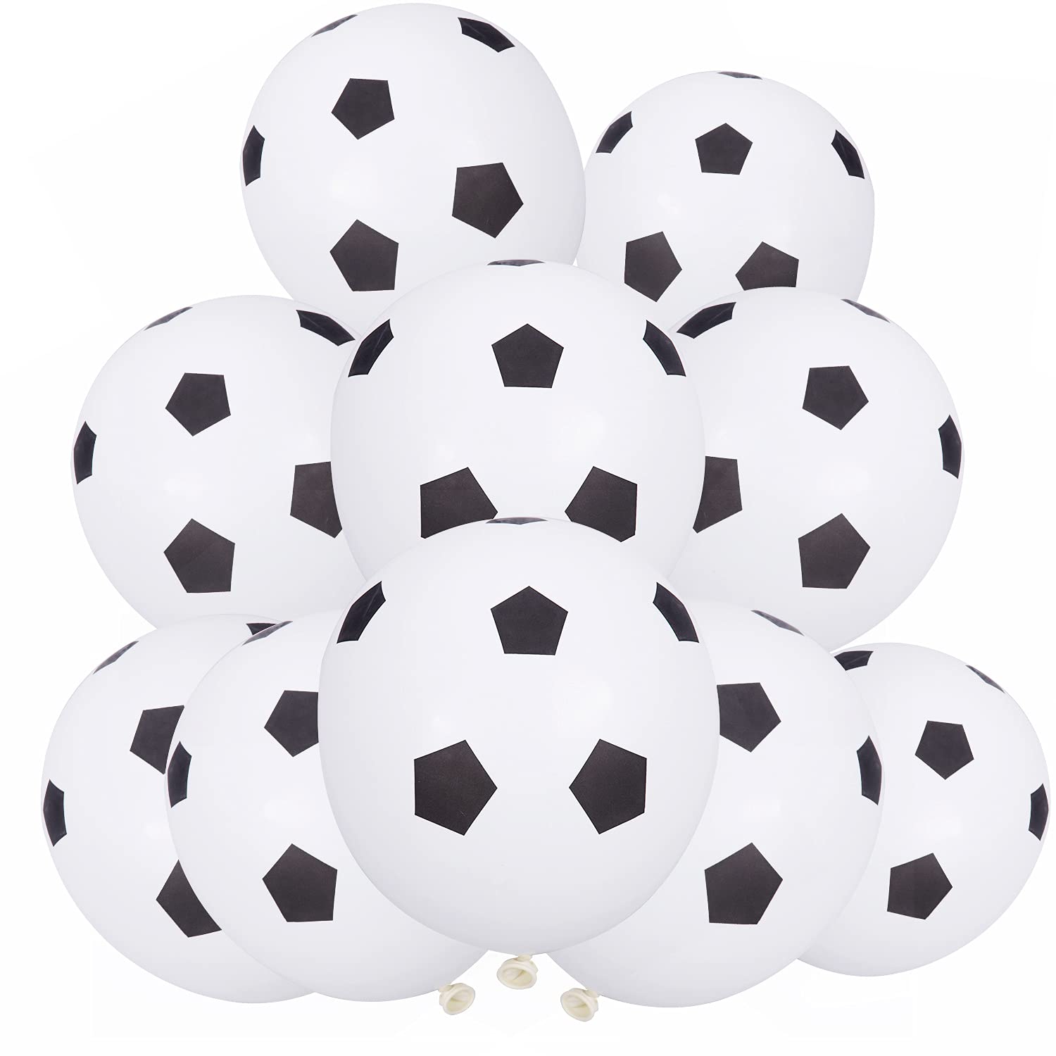 Jomnvo 24 Pcs Black Soccer Latex Balloons 12 Inch Football Balloons for World Cup Party Kids Birthday Party (Black)