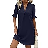Zeagoo Summer Dresses for Women 2026 V Neck Ruffle Sleeve Casual Shift Dress Hawaiian Sundress Beach Vacation Clothes