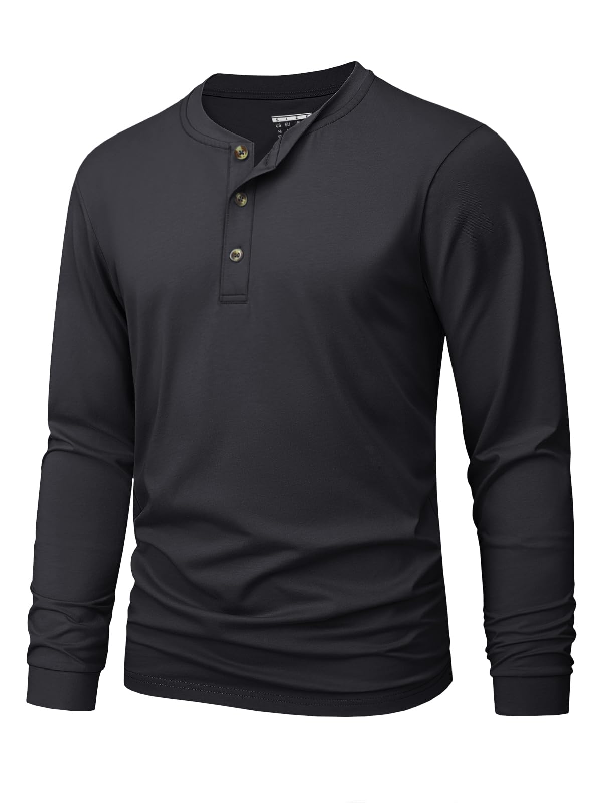 Photo 1 of MAGNIVIT Mens Henley Collar Shirts Long Sleeve Shirt Casual Shirts Fall Shirt Soft Shirts Cotton Shirt Henley Shirt Black L
