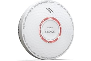 Jemay 10-Year Smoke and Carbon Monoxide Detector, Dual Sensor Smoke CO Alarm with Built-in Battery and Silence Function,AW183-A,1 Pack