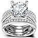 Round Cut CZ Bridal Set - 3 PCS/Set Big Solitaire Cubic Zirconia Engagement Wedding Ring Set for Women with Band