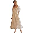 Airvid Women's Lace Vintage Victorian Nightgown Long Sleeve Sleepwear Nightdress