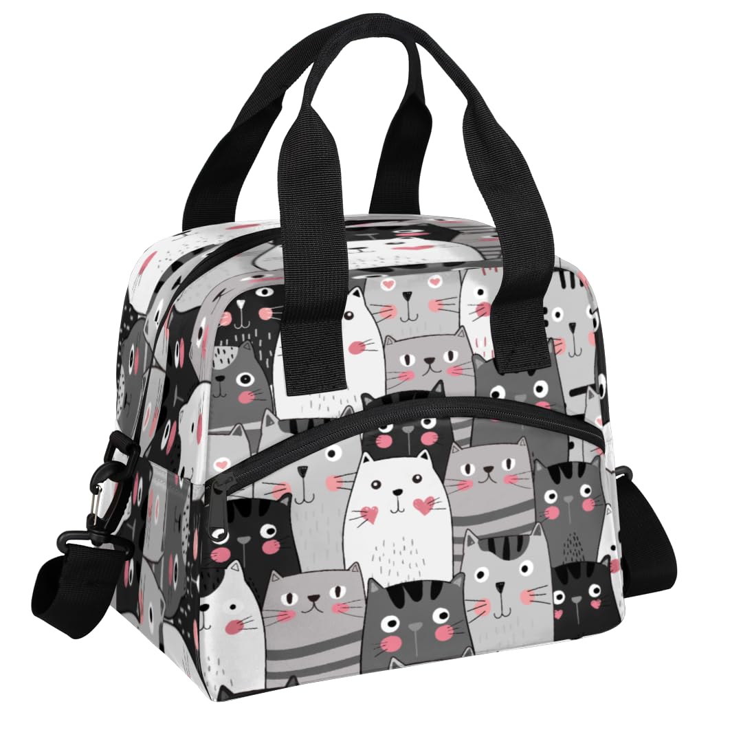 Photo 1 of Cartoon Cat Insulated Lunch Bag for Women Men Reusable Lunch Box Cooler Bag Large Leakproof Lunch Tote with Adjustable Shoulder Strap for Adult Work Picnic Camping Beach Office