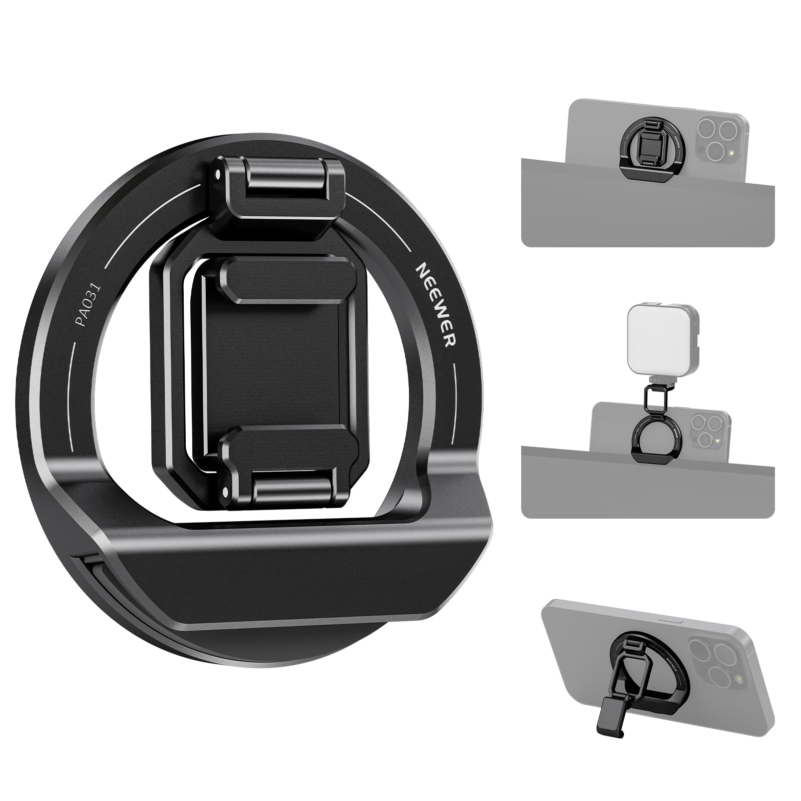 NEEWER Foldable Continuity Camera Mount with Cold Shoe for MagSafe iPhone 16 15 Pro Max 14 13 12 MacBook Air 13" M1, MacBook Air 2018-2020, MacBook Pro 13" M1/M2, MacBook Pro 13" 2017-2020, PA031