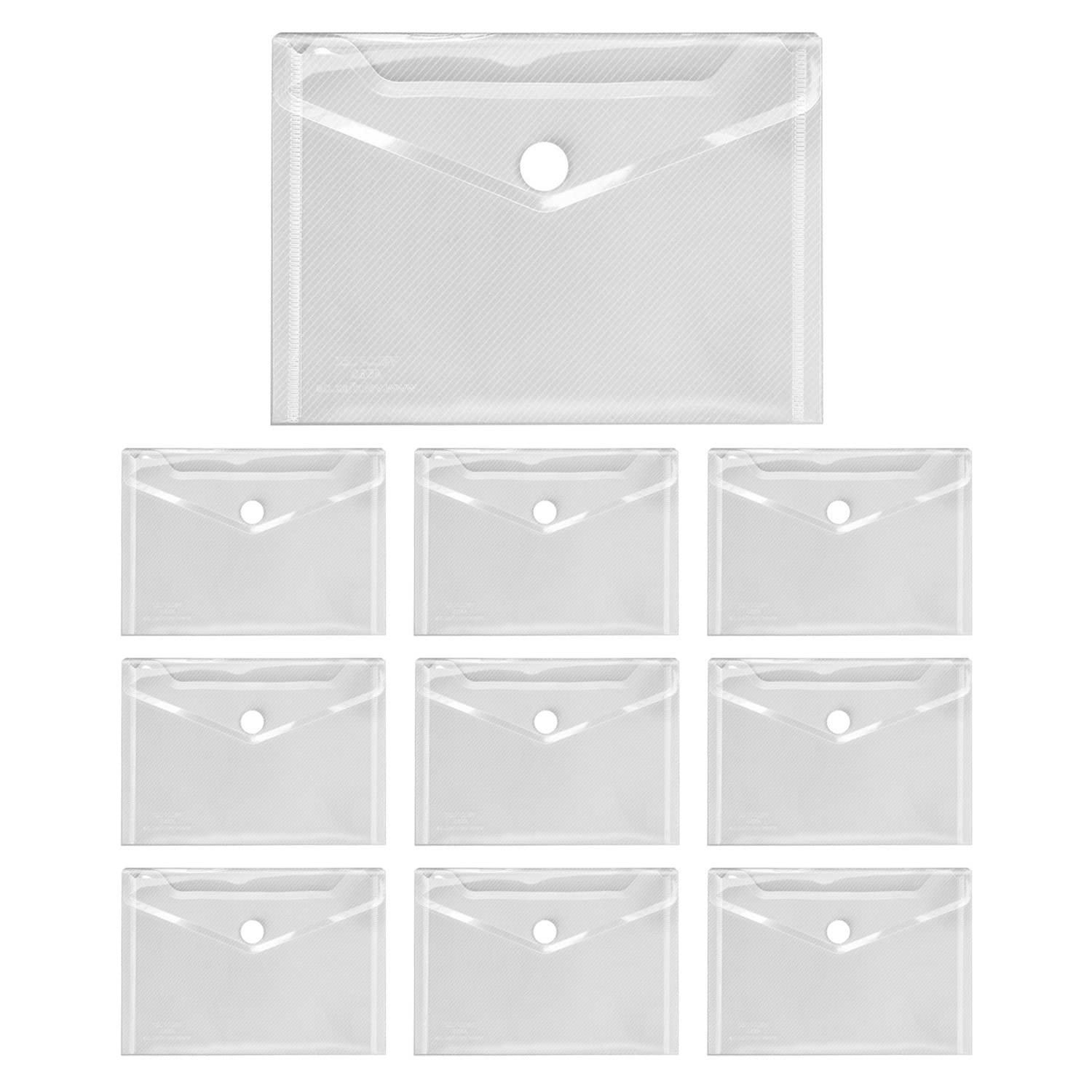 VELOFLEX A455010 Document Wallet Crystal, Pack of 10, DIN A6, Document Wallet with Velcro Fastening, Polypropylene, Transparent