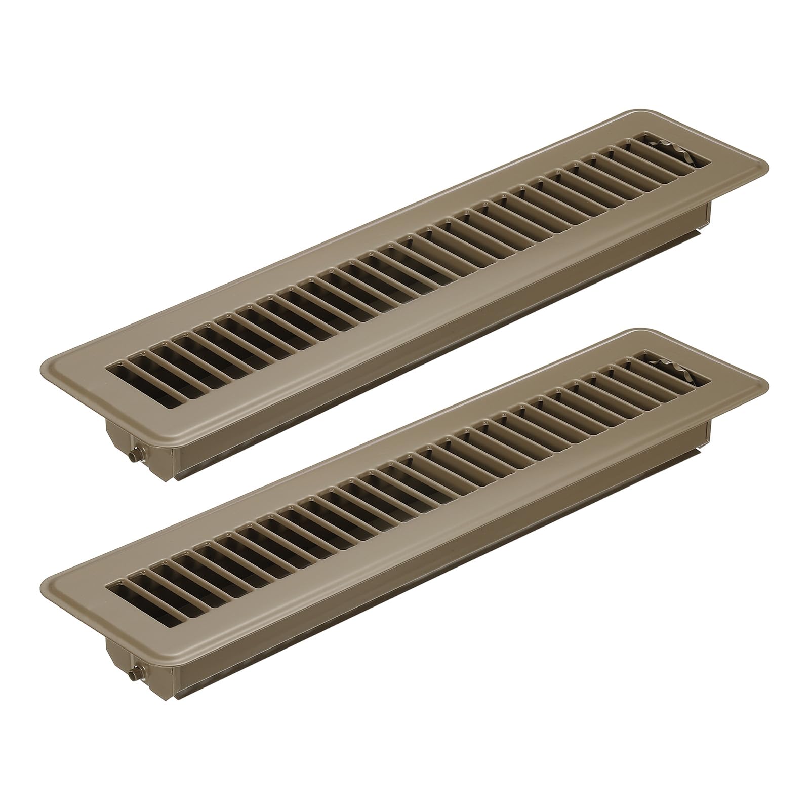 PATIKIL 14 x 2 Inch Floor Register, 2pcs Heavy Duty Air Vent Cover Steel Adjustable Decor Vents Easy Adjust Floor Grates for Sidewall Home Office, Brown