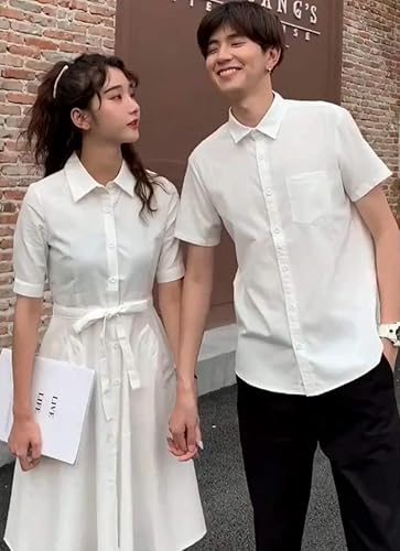 Amazon Co Jp Jennyj ペアルック デザイン 半袖 白 ワンピース 女性 シャツ 男性 カップル 男女mサイズ セット ポリエステル 韓国製 トレンド 結婚 前撮り パーティー お揃い ツインコーデ Hobby