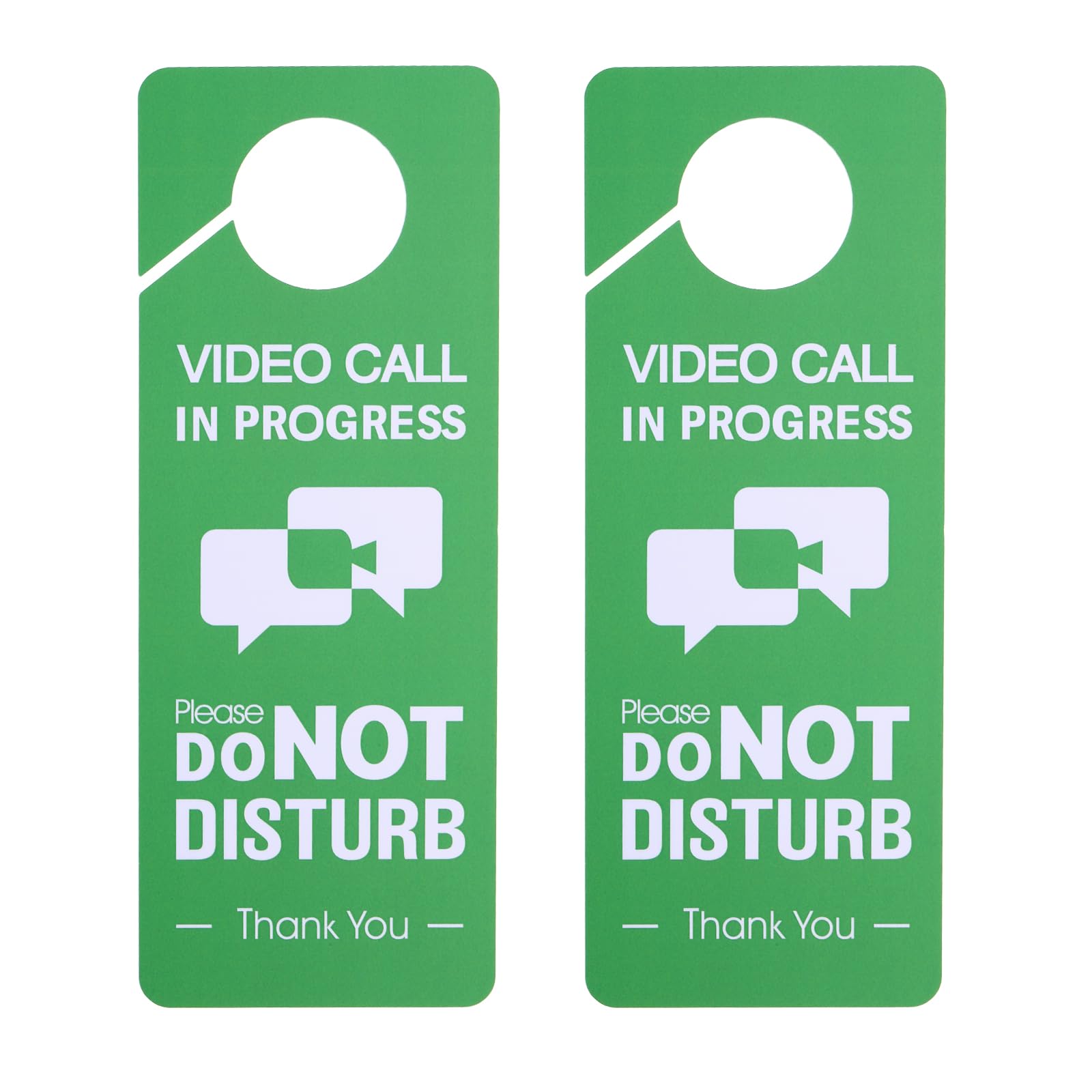 PATIKIL Do Not Disturb Door Hanger Sign, 2 Pcs PVC Double Sided Video Call in Progress Door Sign Decor for Office, Meeting, Session, Home, Recording, Green, 9.3" x 3.5"