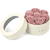 Rosaura Round Preserved Roses Gift Box (Cappuccino, 7 Roses)