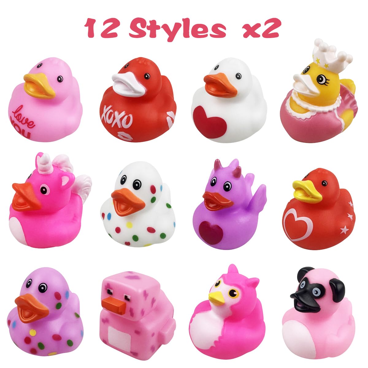 Supervitae 40 Sets Of Valentine Mini Rubber Ducks Valentineu2018s Day Duckies Gift With