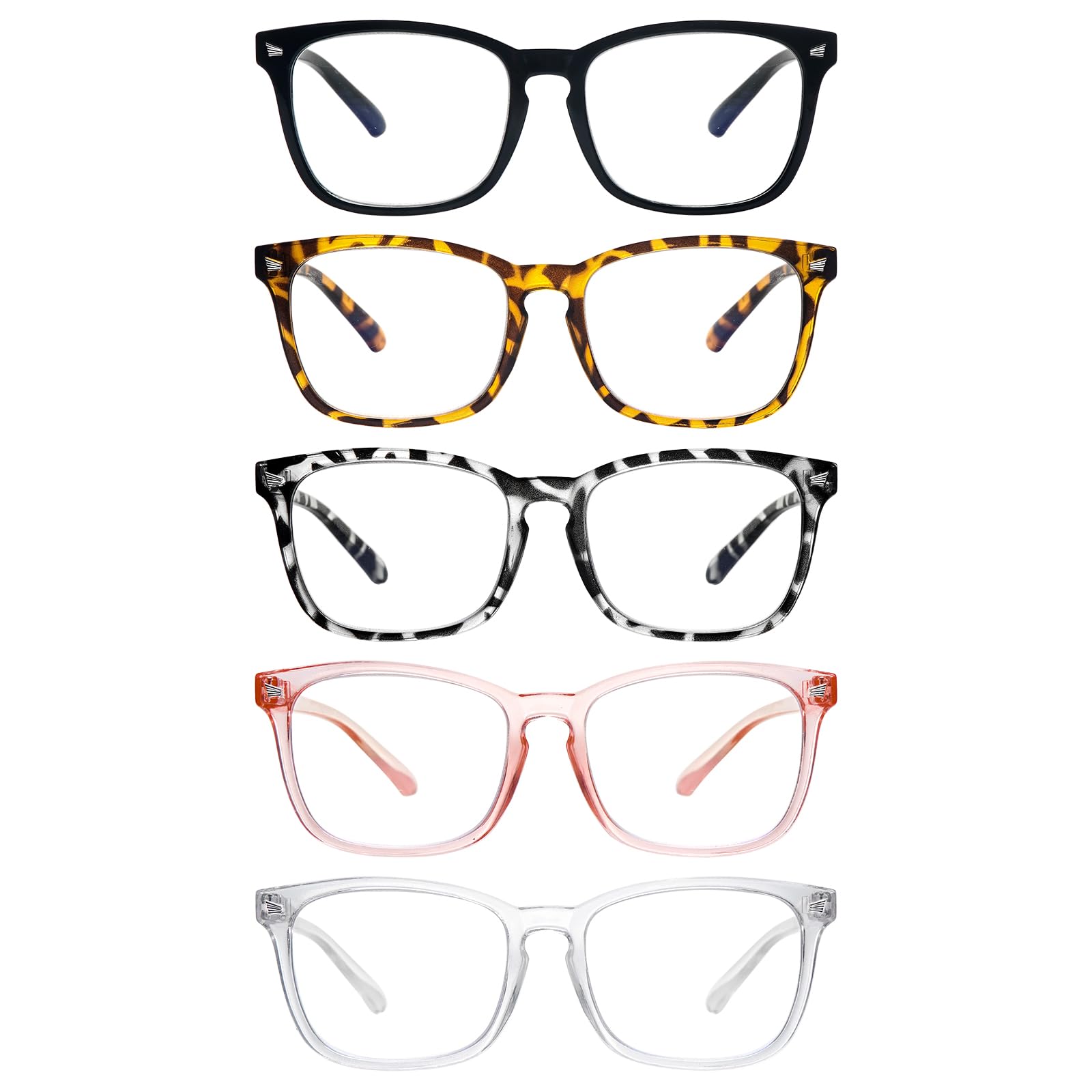 ZONLON 5 Pack Reading Glasses for Women Men Blue Light Blocking Spring Hinges Fashion Lightweight Computer Readers (5 Multicolor, 2.50, multiplier_x)