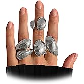 Navirix Chunky Gold Geometric Ring Set for Women Irregular Smooth Non Tarnish Minimalist Ring Waterdrop Dome Hugging Jewelry