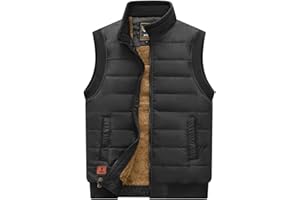 Msmsse Men's Outerwear Vests Winter Quilted Padded Vest Gilet Stand Collar Warm Puffer Vest