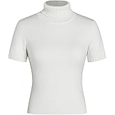 CIDER Women’s Short Sleeve Turtleneck Tops Cute Knit Slim Fit Sweater Blouses Basic Tee