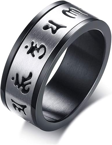 Amazon Rockyu ブランド ジュエリー メンズ リング 22号 金属アレルギー 指輪 ステンレス 六字真言 透かし彫り リング 通販