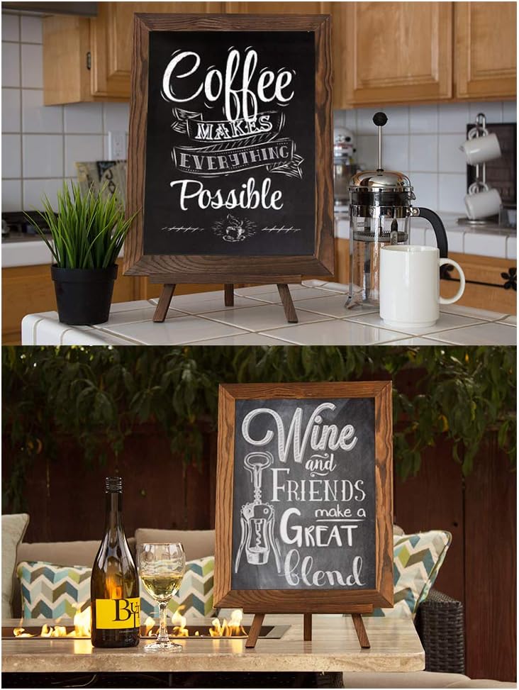 Peraco's Chalkboard Sign with Easel Stand Pack - 16"x12" Wooden Frame Includes 8 Liquid Chalk Markers and Multiple Accessories - Perfect Rustic Decor : Office Products