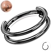 ONESING 16G/18G Double Septum Rings G23 Titanium Cartilage Hoop Earrings Helix Hoop Earring Stacked Conch Hoop Surgical Steel Piercing Jewelry Nose Rings Hoops for Women Men
