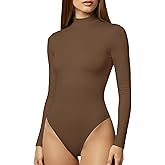 YOGINGO Women's Long Sleeve Mock Turtle Neck Bodysuits Tops Going Out Body Suits for Women Fashion Basic Leotards Jumpsuit