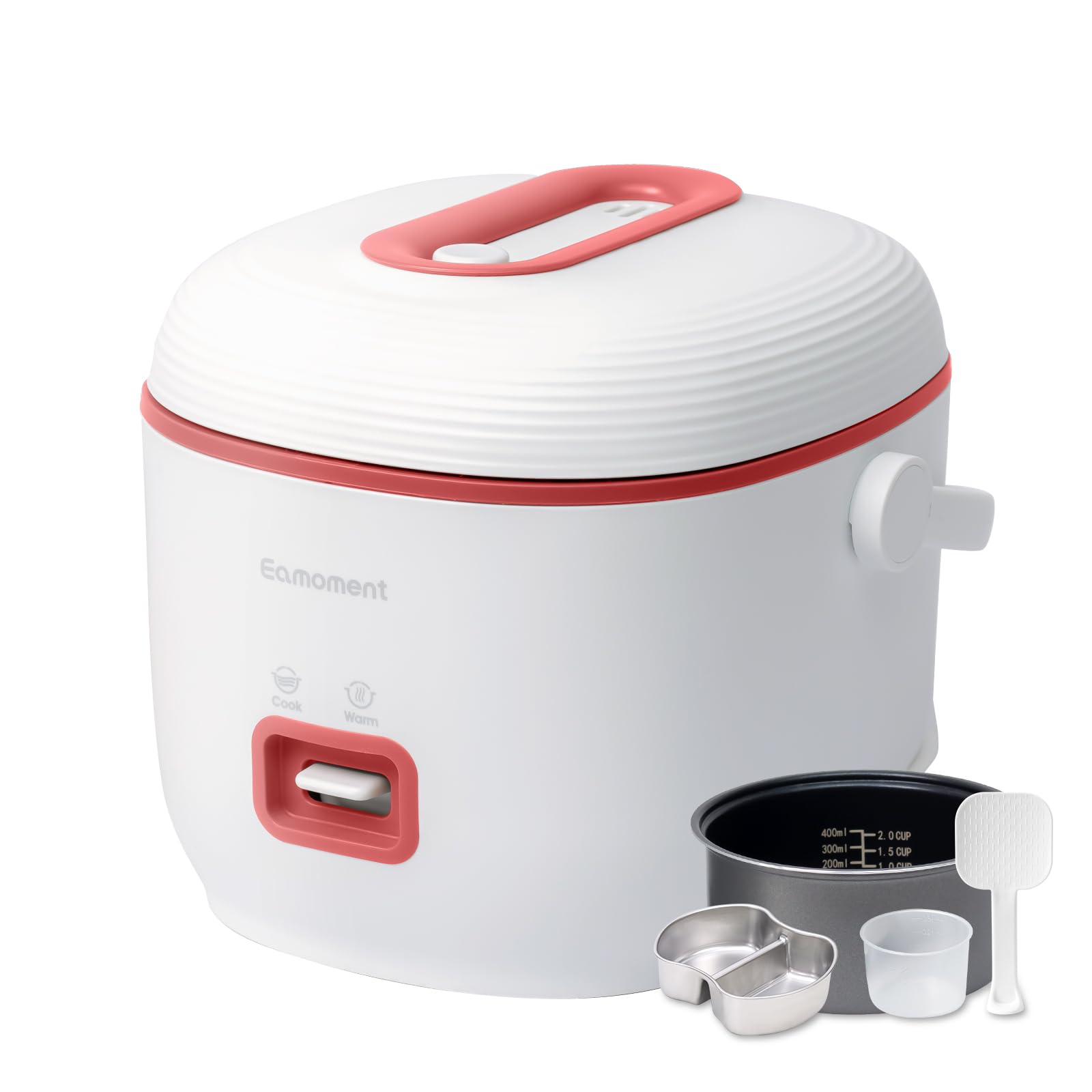 Photo 1 of Pink Mini Rice Cooker Small 1 Cup-2 Cup Non-Stick Coated Insert Food Steamer Kitchen Appliances Includes Vegetable Steamer